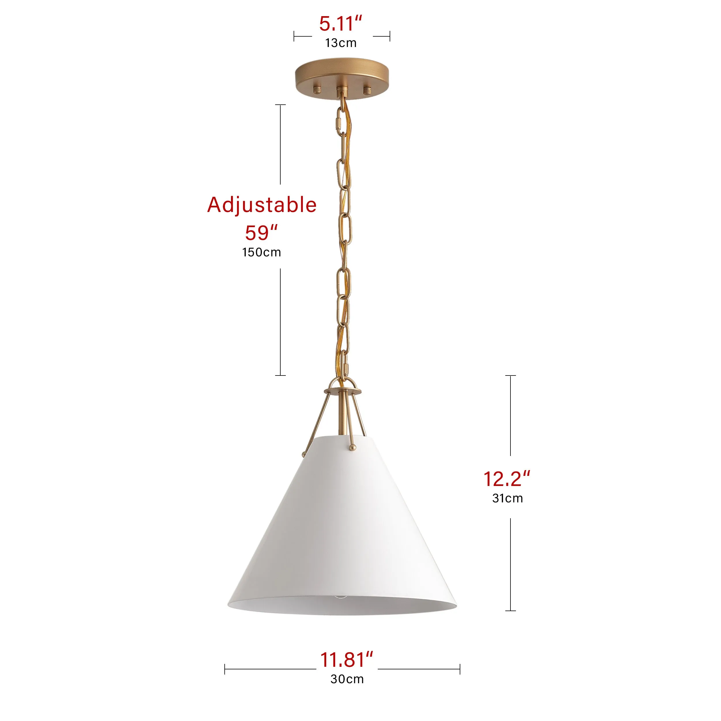 1-Light White Flared Shade Pendant Lighting