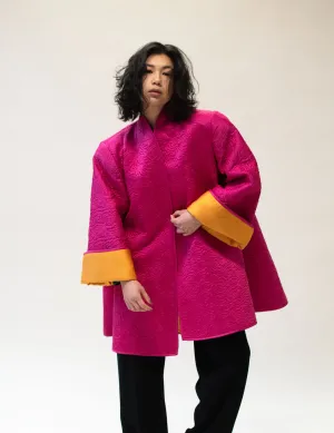 1980s Shocking Pink Quilted Coat | Victor Costa