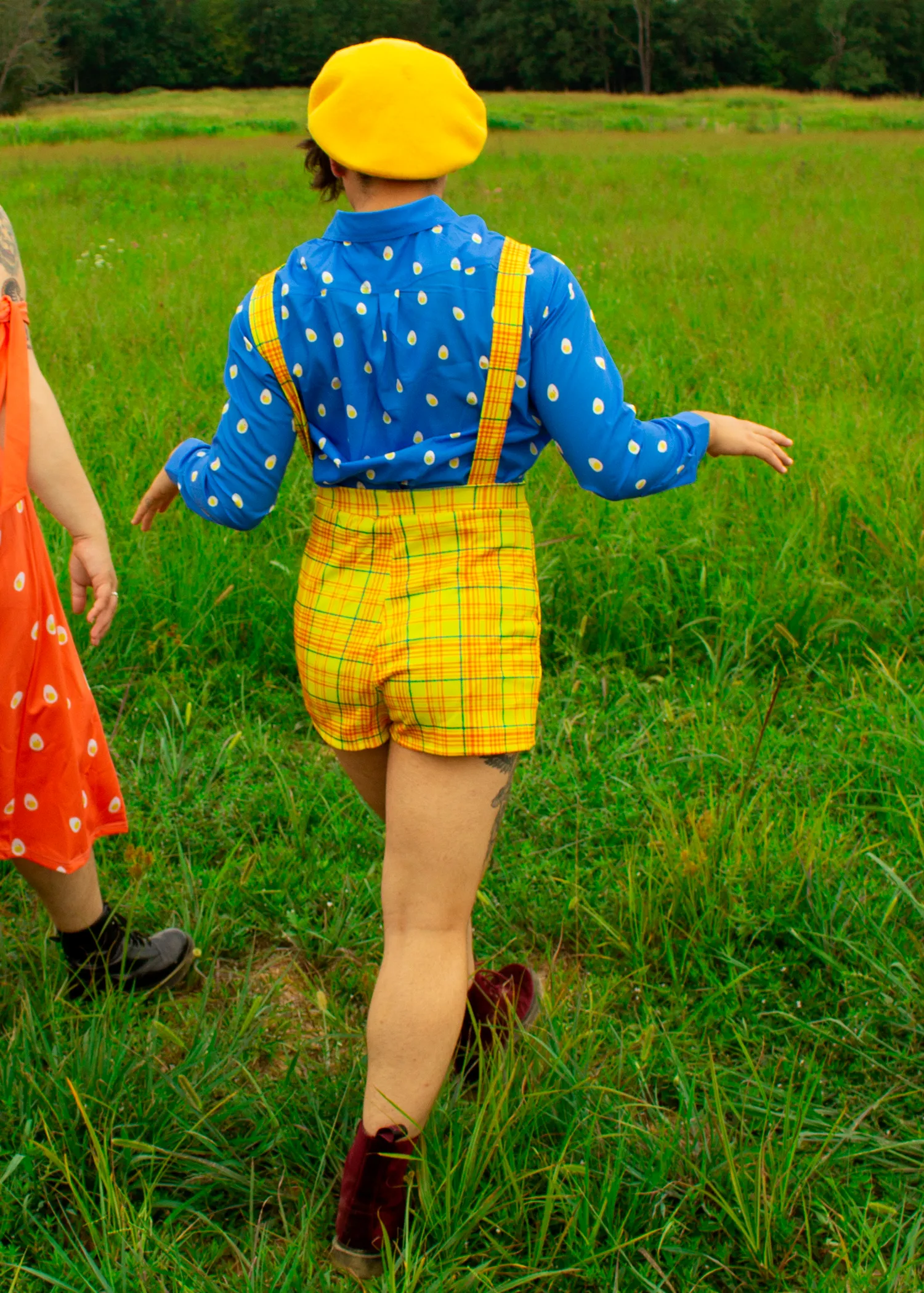 2XL Primary Plaid Overall Shorts