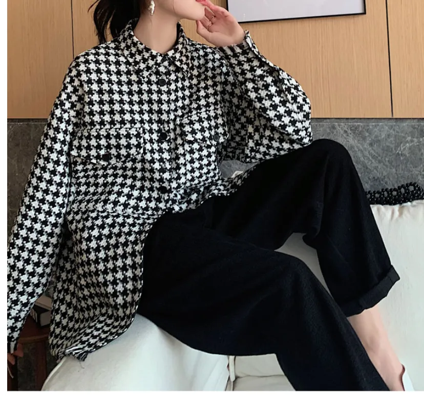 8GIRLS OVERSIZED CHECK SHIRT WITH TASSEL HEM
