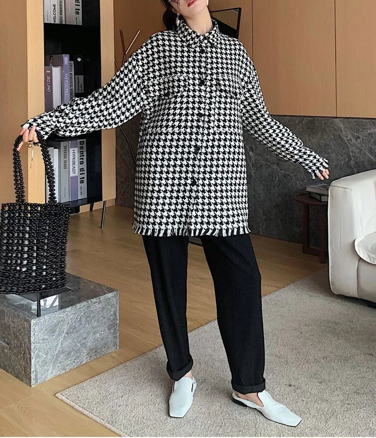 8GIRLS OVERSIZED CHECK SHIRT WITH TASSEL HEM