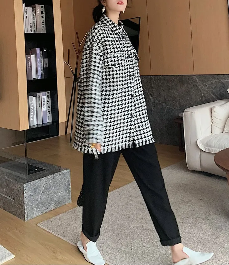 8GIRLS OVERSIZED CHECK SHIRT WITH TASSEL HEM