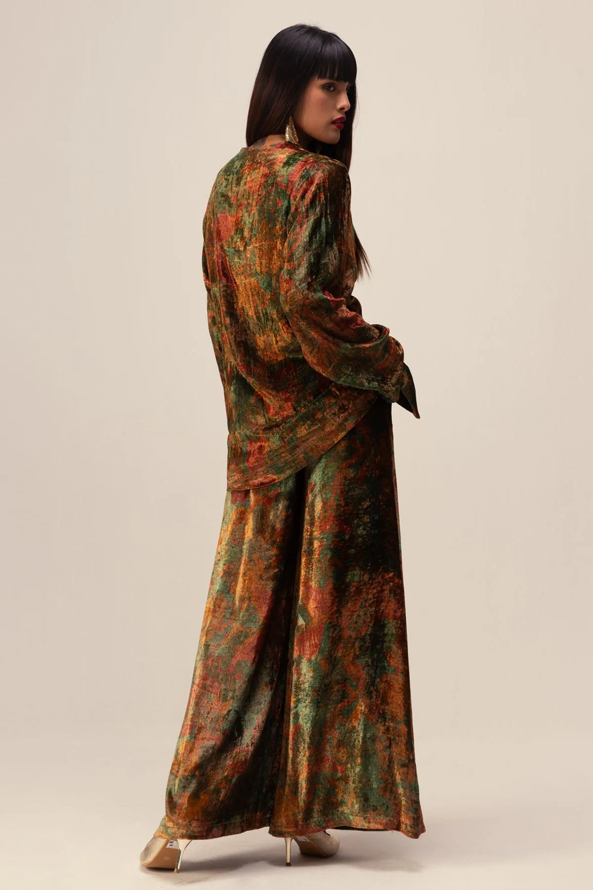Abstract Print Jacket Set