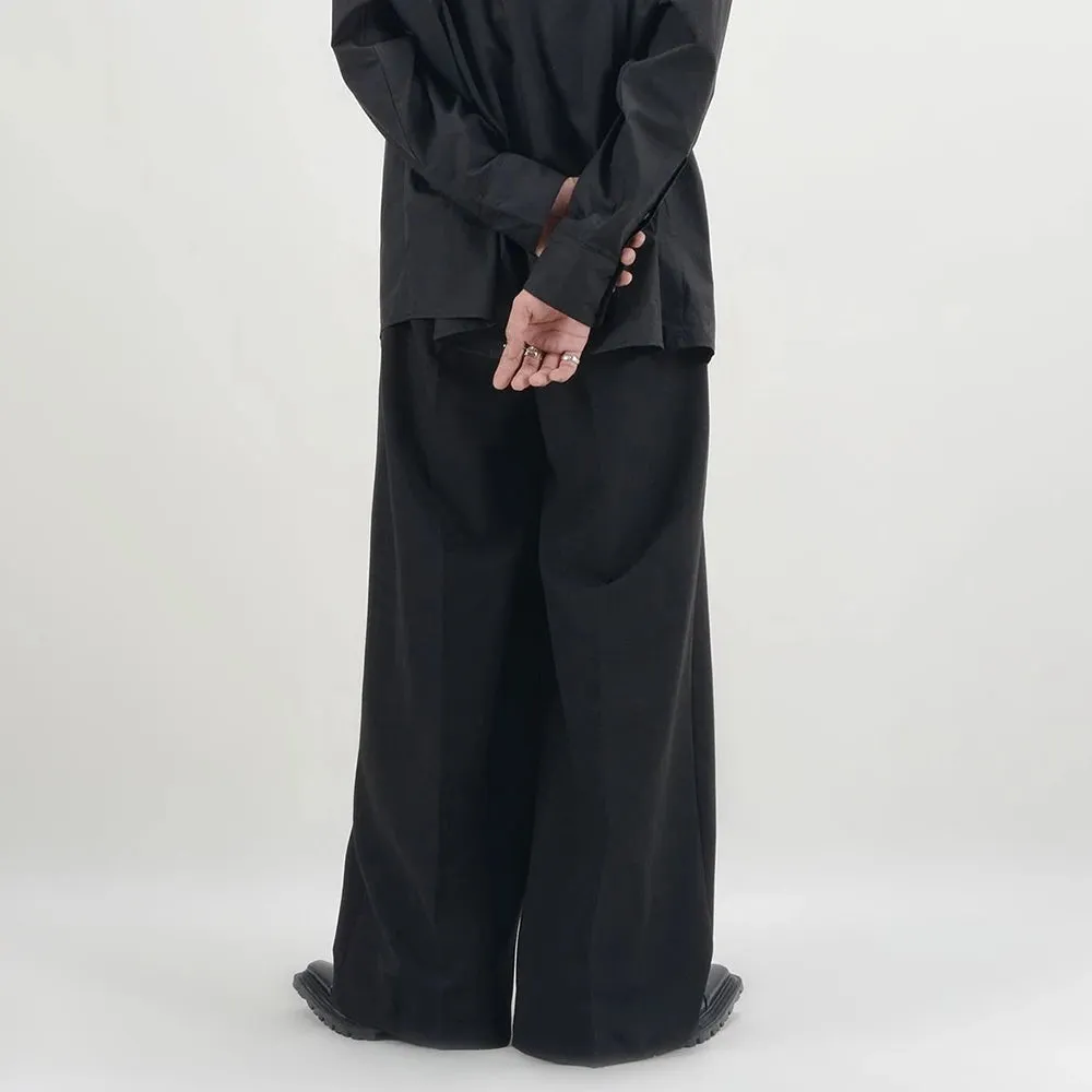 Aidase Mens Y2k Basic Casual Pants 2024 New Genderless Fashion Individuality Loose Retro Solid Color Floor-Length Wide-Leg Pants Unisex