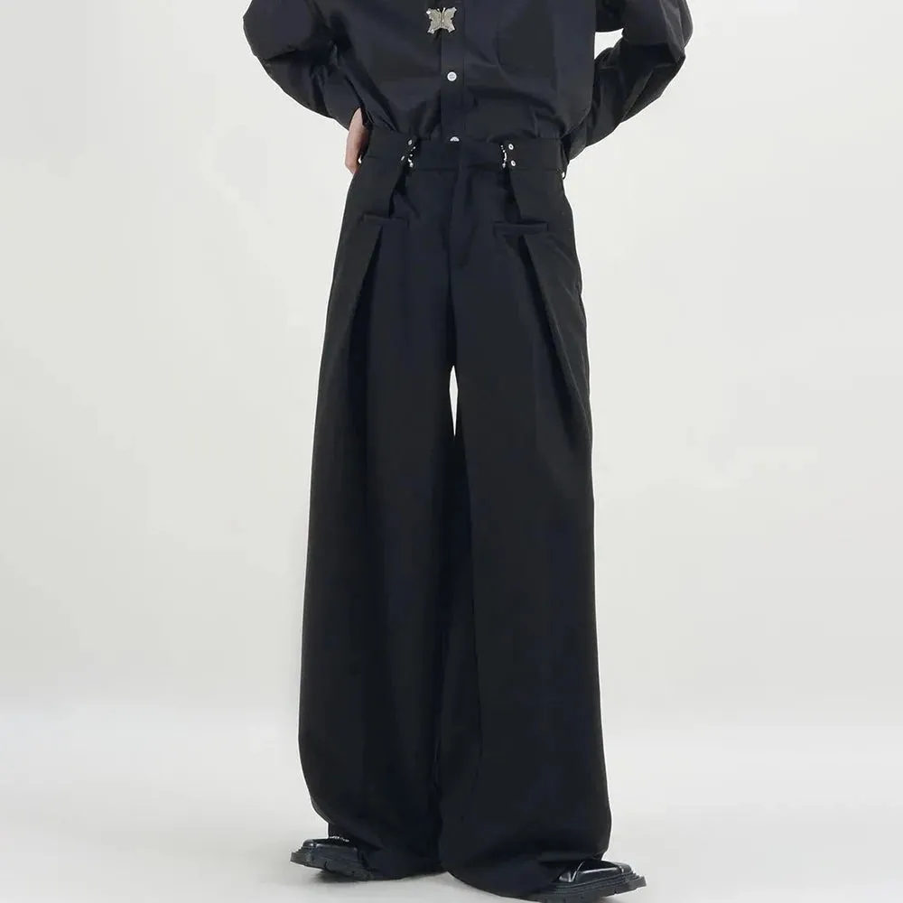 Aidase Mens Y2k Basic Casual Pants 2024 New Genderless Fashion Individuality Loose Retro Solid Color Floor-Length Wide-Leg Pants Unisex