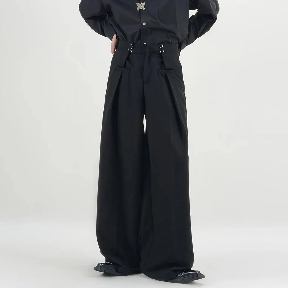 Aidase Mens Y2k Basic Casual Pants 2024 New Genderless Fashion Individuality Loose Retro Solid Color Floor-Length Wide-Leg Pants Unisex