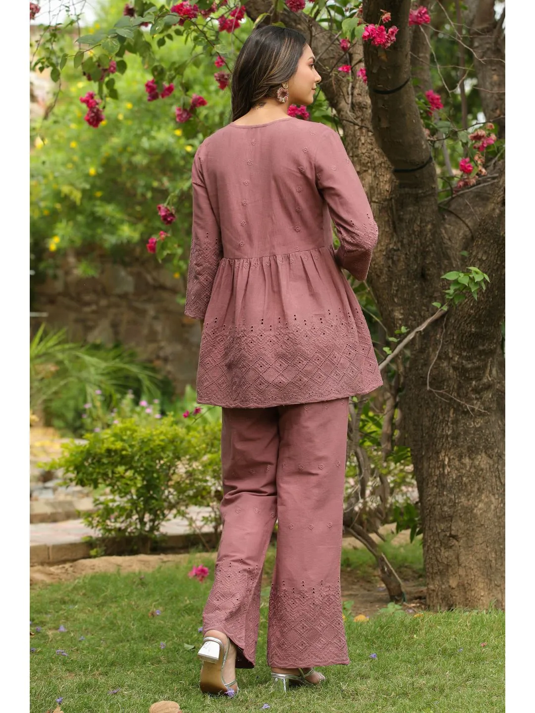 Ashley Dusty Brown Cotton Schiffli Co-Ord Set