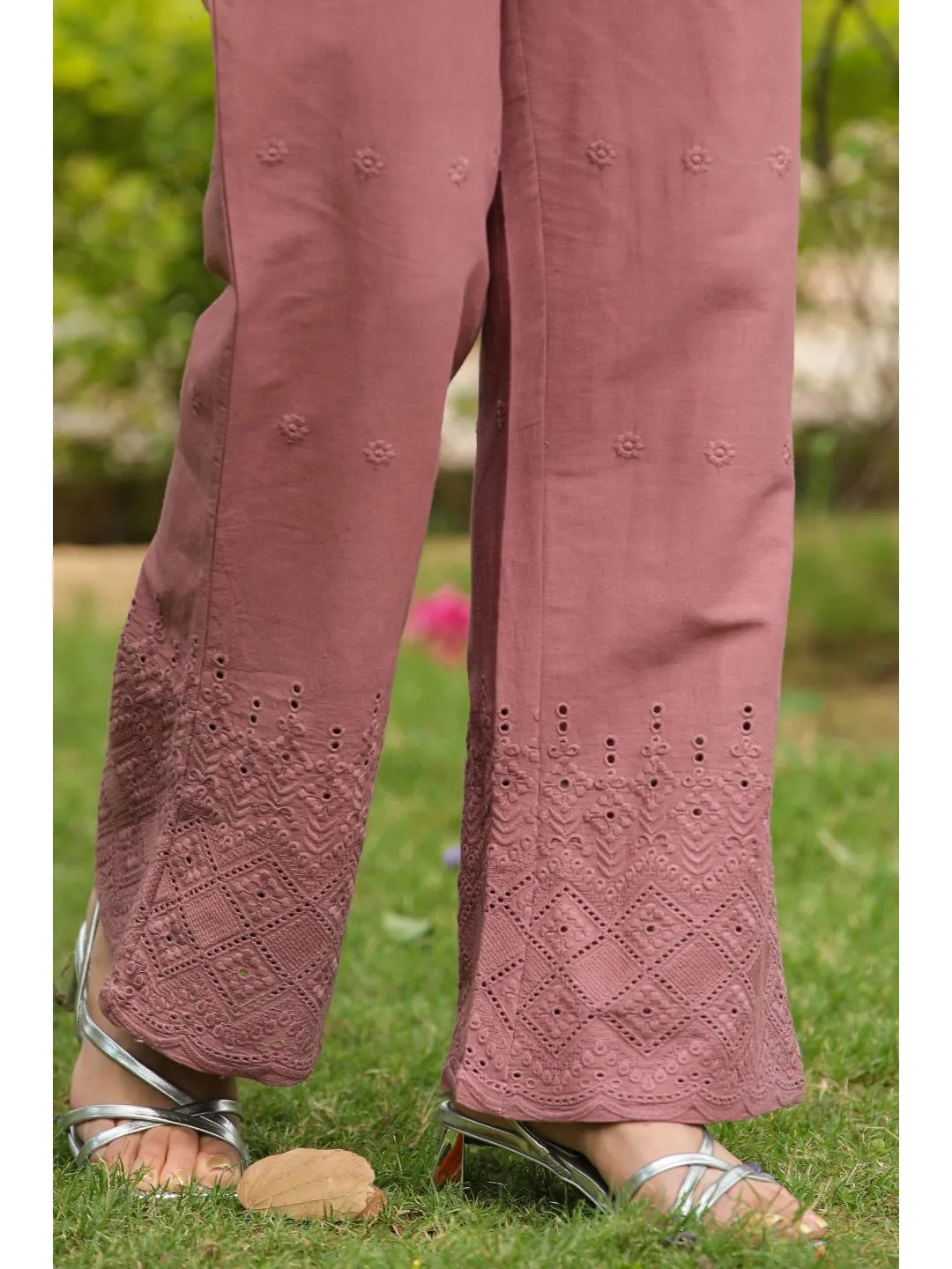 Ashley Dusty Brown Cotton Schiffli Co-Ord Set