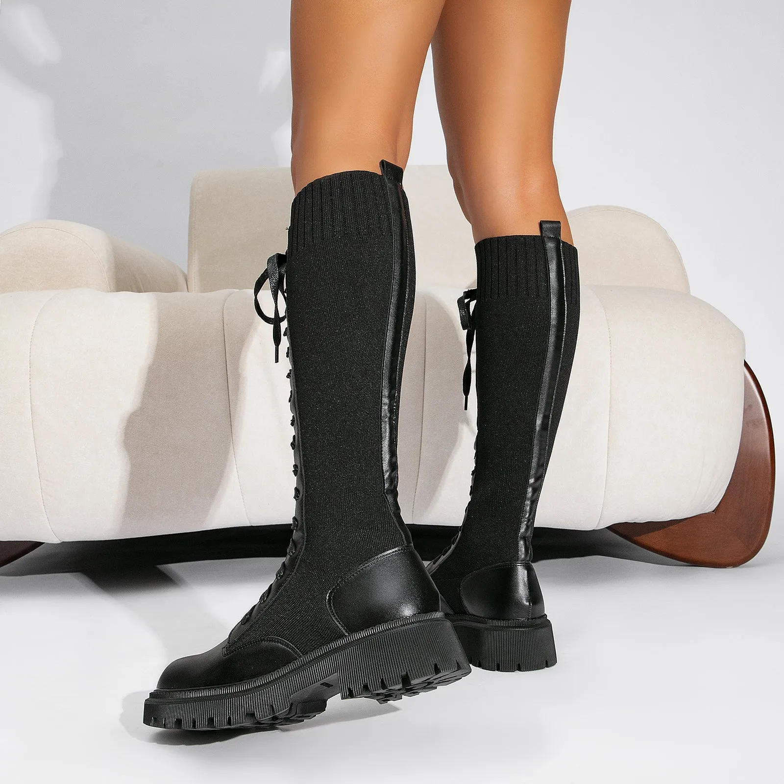 binfenxie- Women Daily Knit High Boots