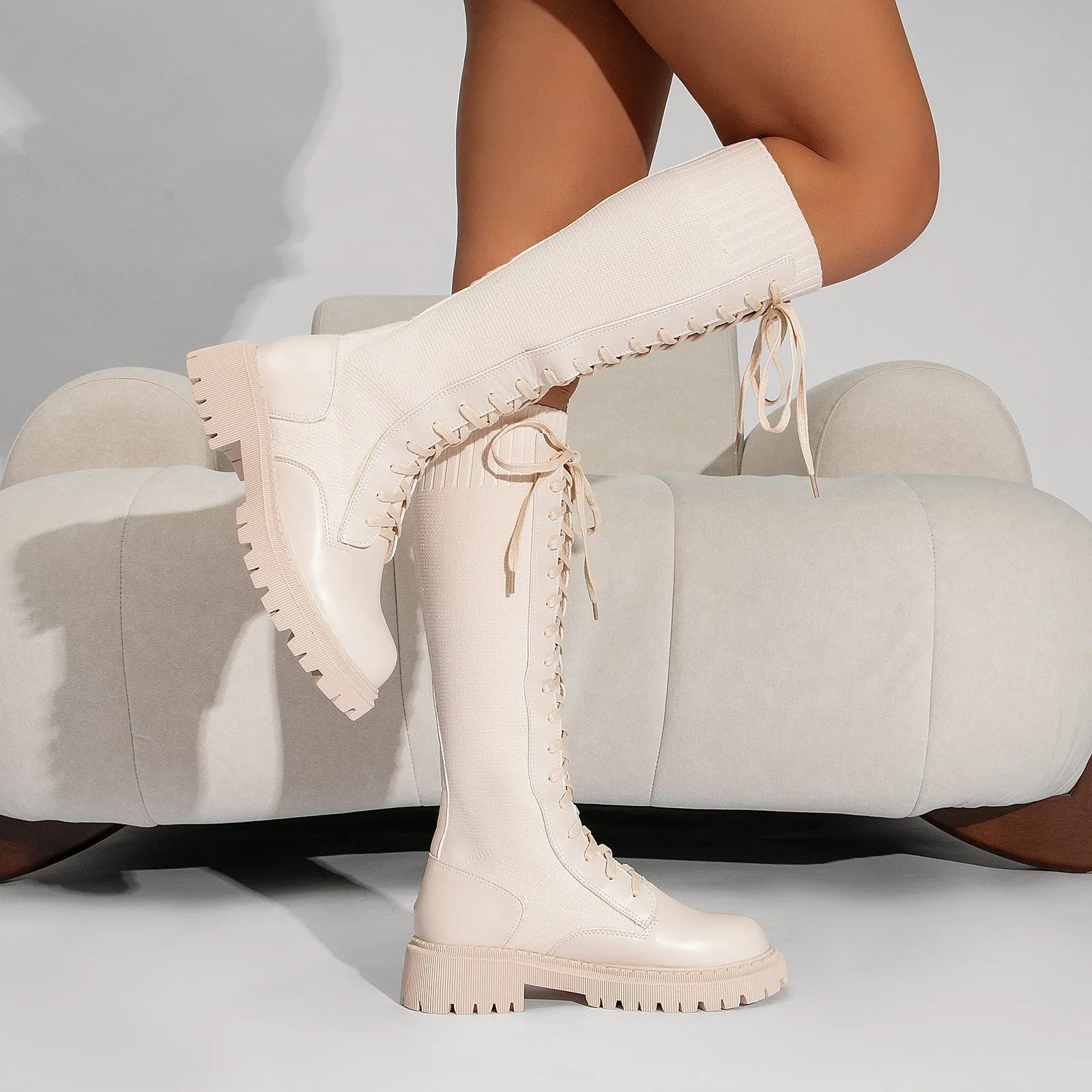 binfenxie- Women Daily Knit High Boots