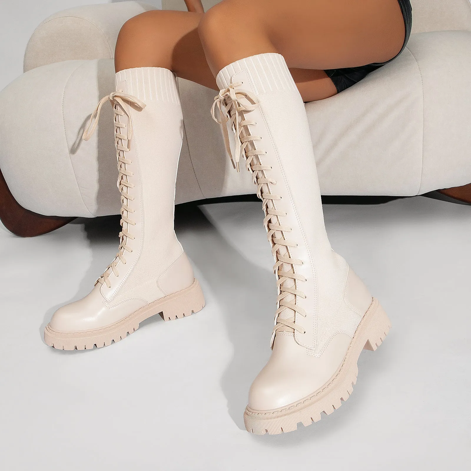 binfenxie- Women Daily Knit High Boots