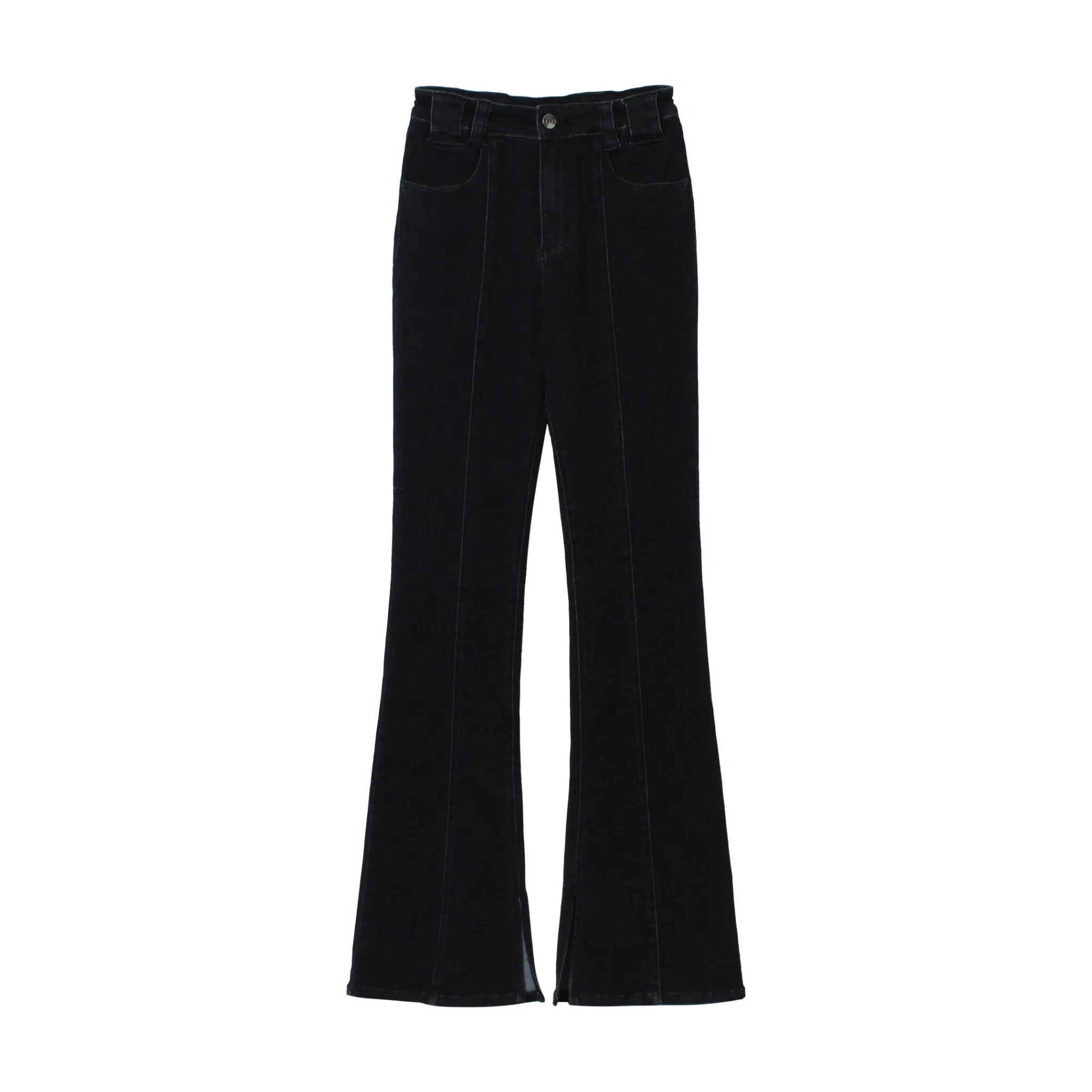 Black Denim Flared Pants