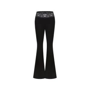 Black Lace Patchwork Flared Pants