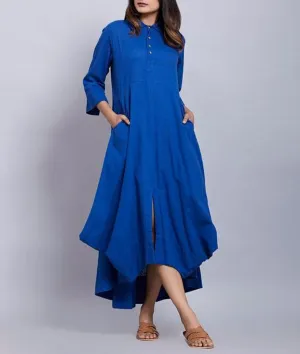 Blue Flared Cotton Kurta
