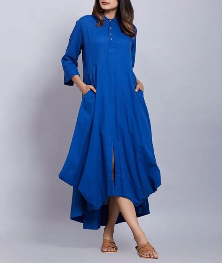 Blue Flared Cotton Kurta
