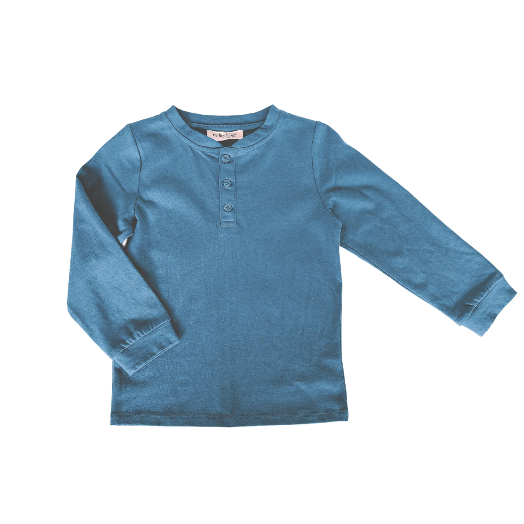 Boys' Long Sleeve Henley in Blue