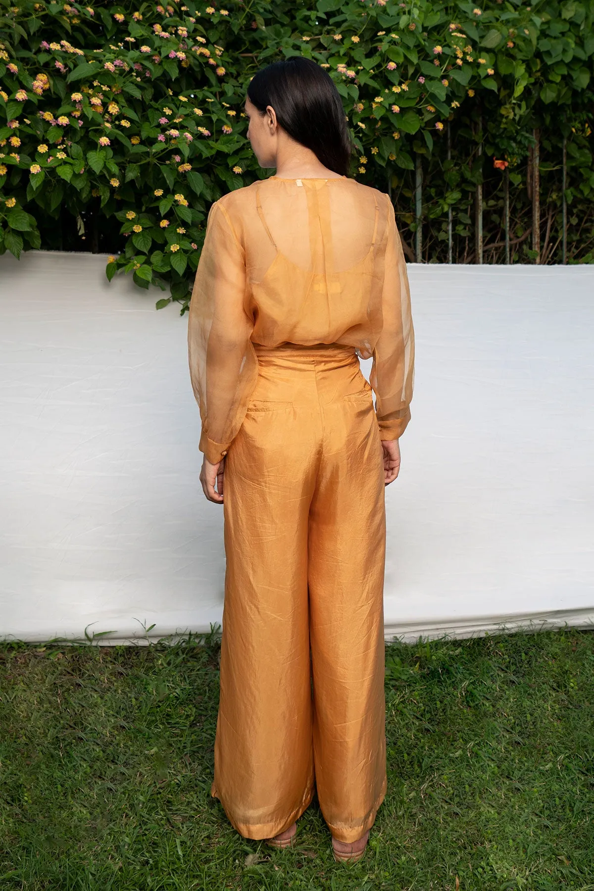 Broad Hem Flared Yellow Trouser