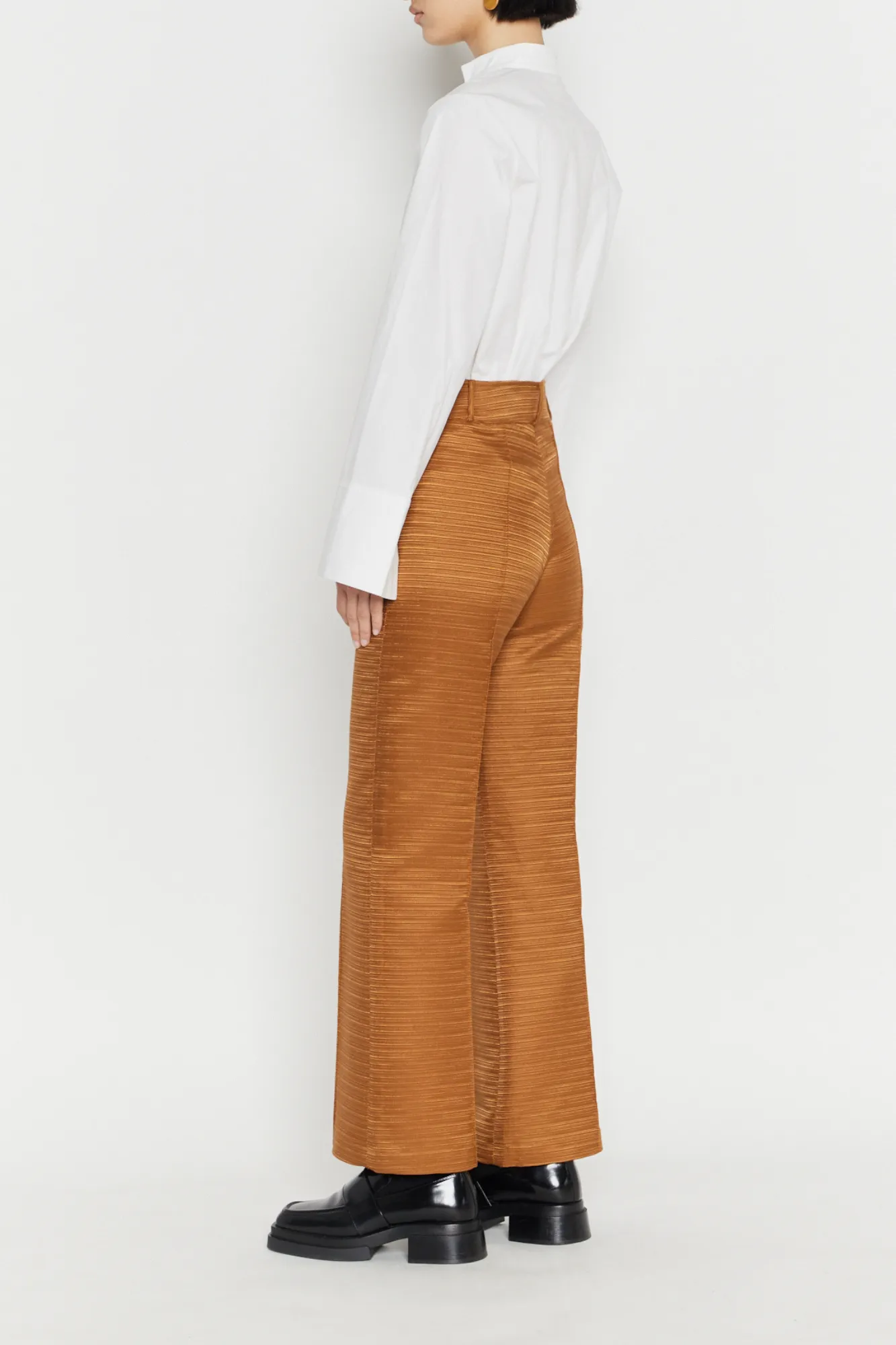 Camel Textured Flared Pants