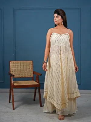 Cami Off-White Cotton Lurex 3-Piece Kurta Set