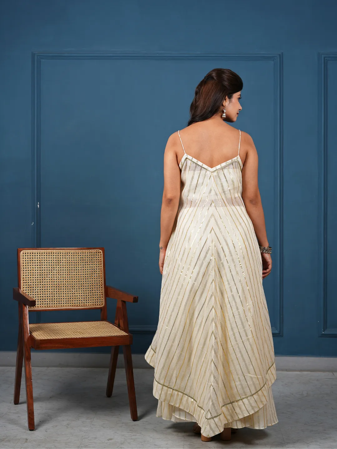 Cami Off-White Cotton Lurex 3-Piece Kurta Set
