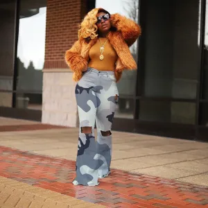 Camouflage Wide Leg Pants
