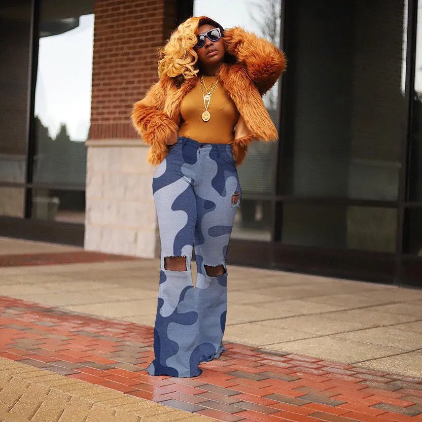 Camouflage Wide Leg Pants
