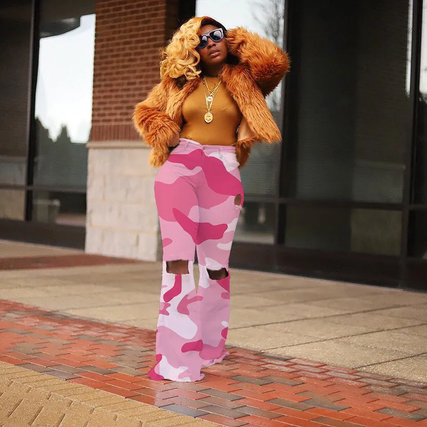 Camouflage Wide Leg Pants