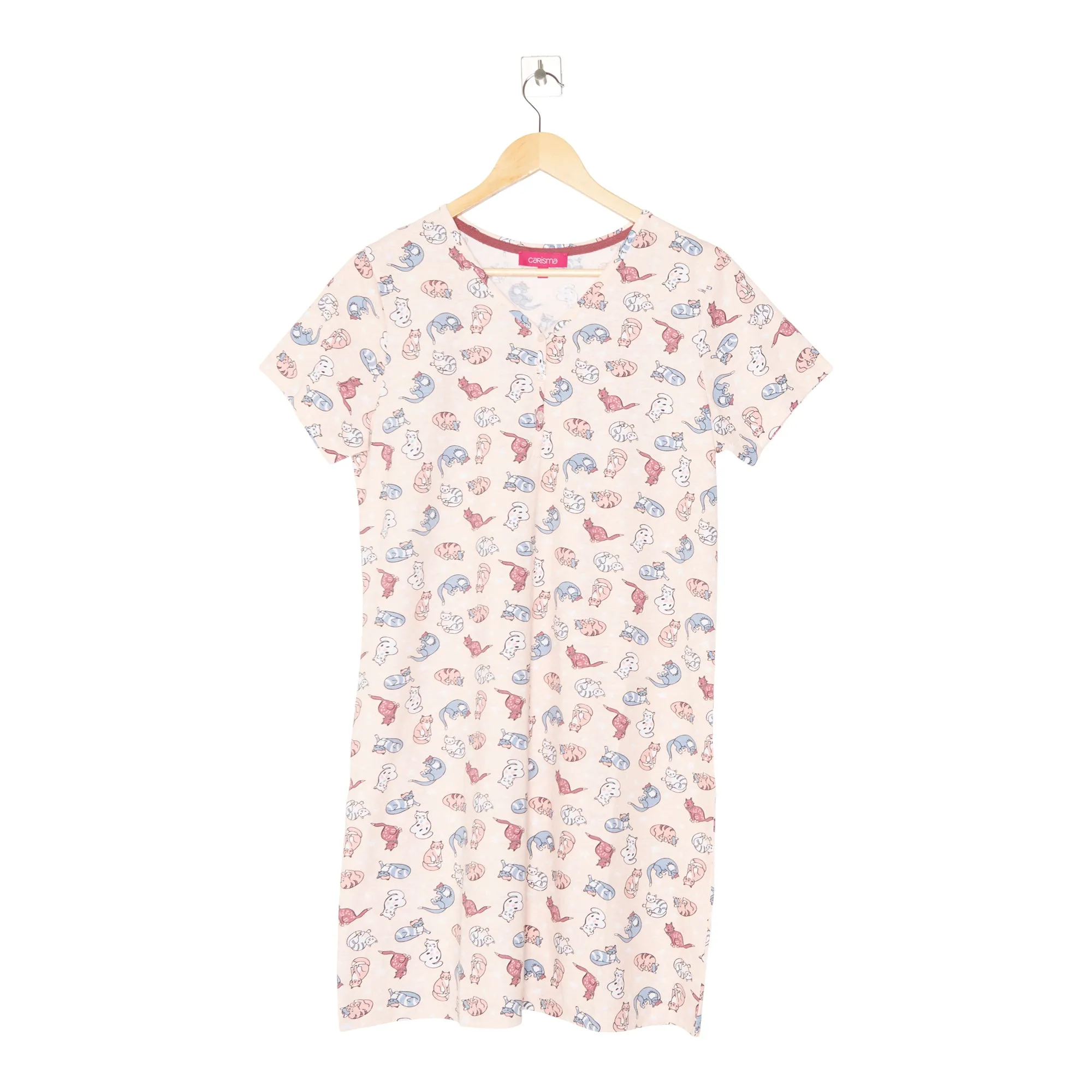 Carisma Women's Printed Henley Sleep Shirt