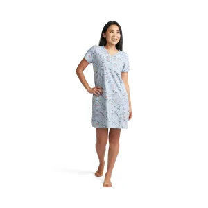 Carisma Women's Printed Henley Sleep Shirt