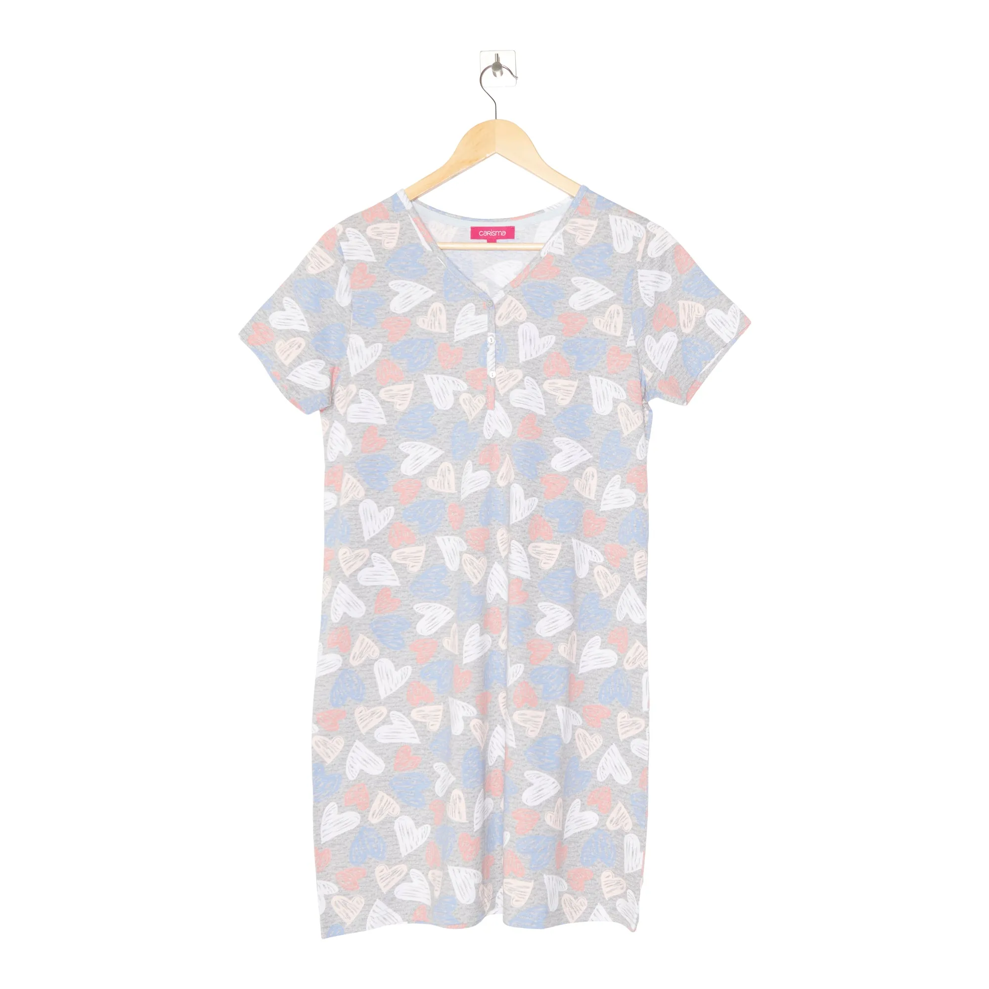 Carisma Women's Printed Henley Sleep Shirt