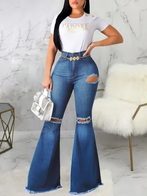 Casual Stretch Skinny Denim Flared Pants