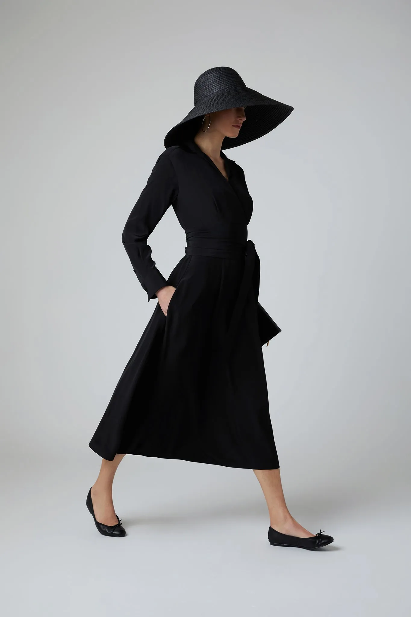 Celia Silk Full Skirt Wrap Dress