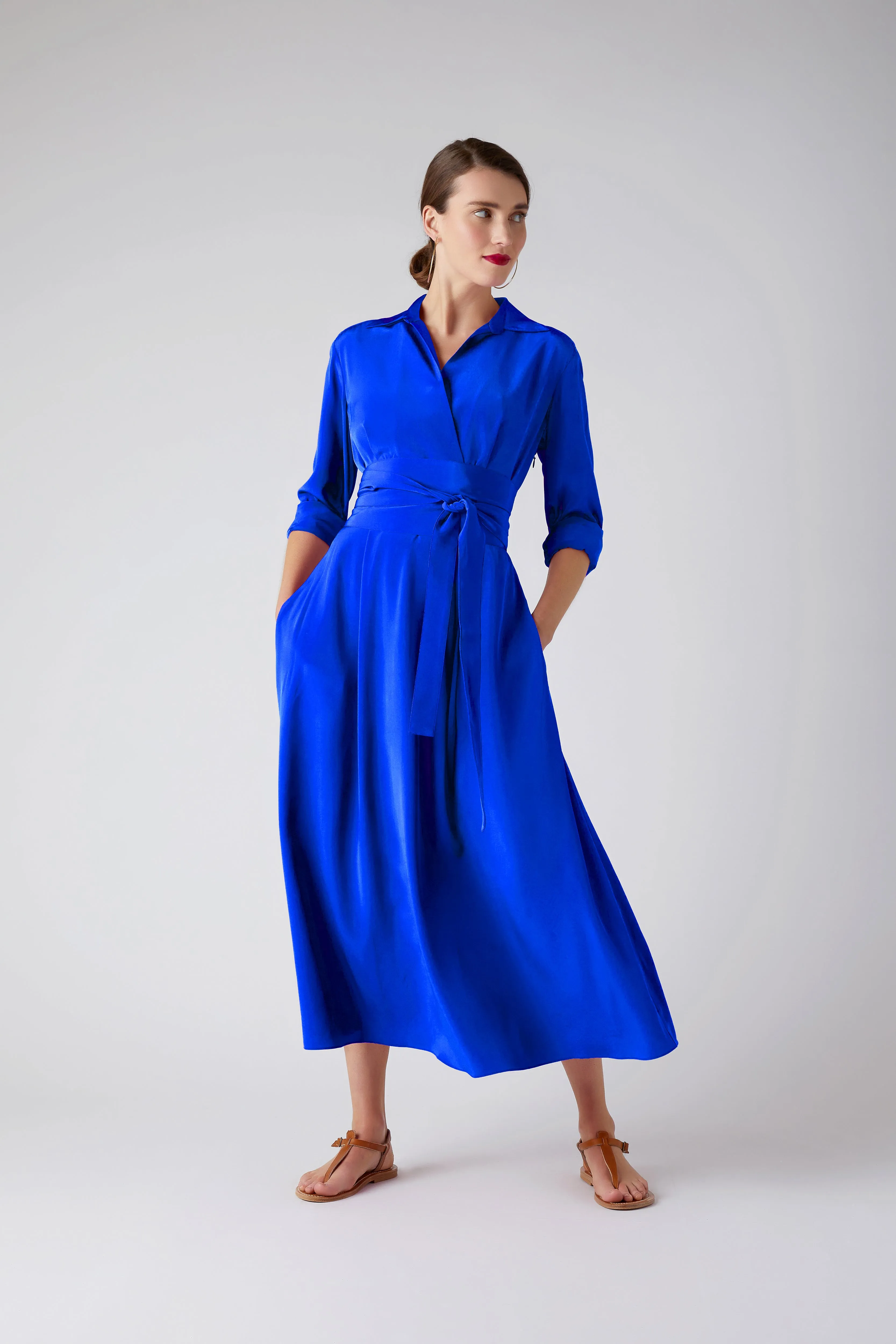 Celia Silk Full Skirt Wrap Dress
