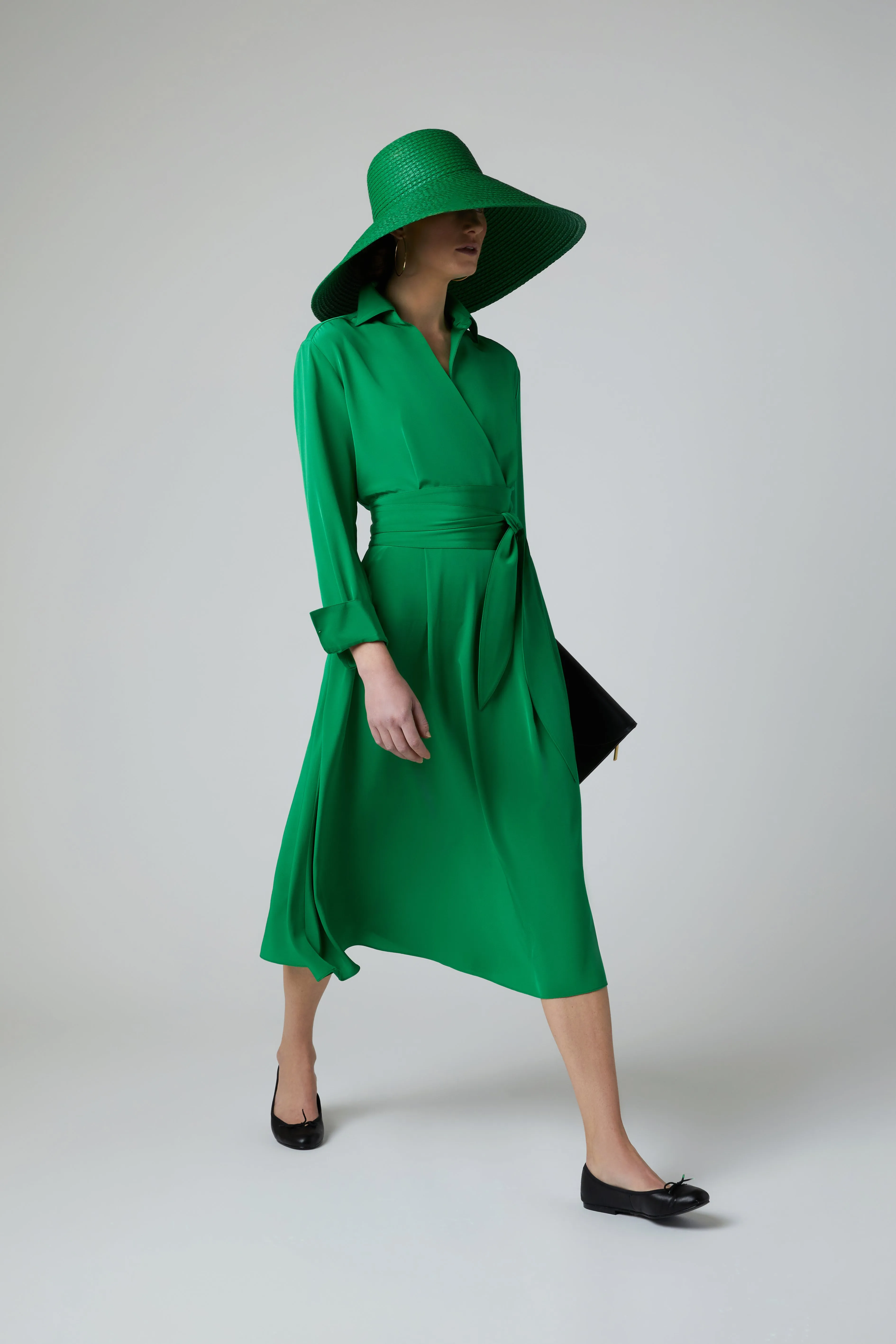 Celia Silk Full Skirt Wrap Dress