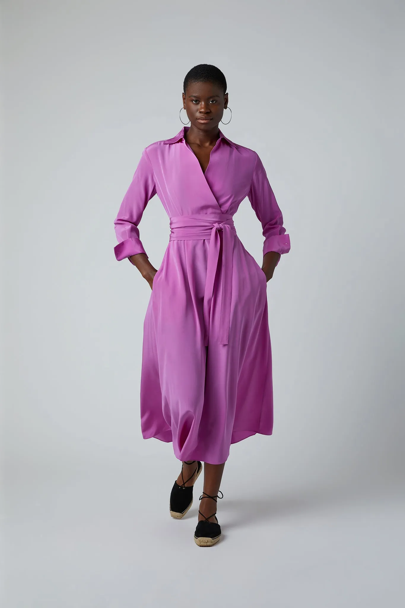 Celia Silk Full Skirt Wrap Dress