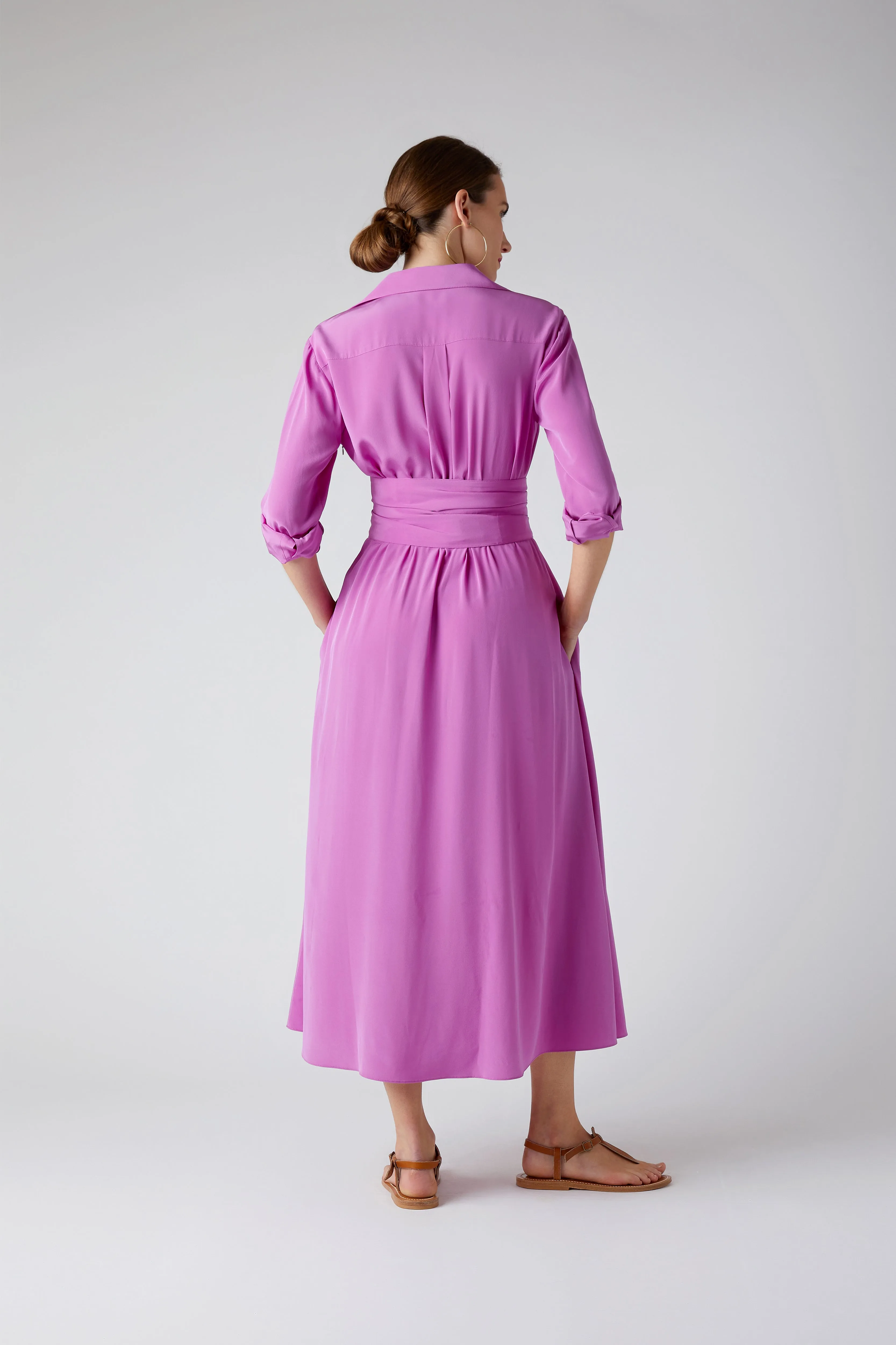Celia Silk Full Skirt Wrap Dress