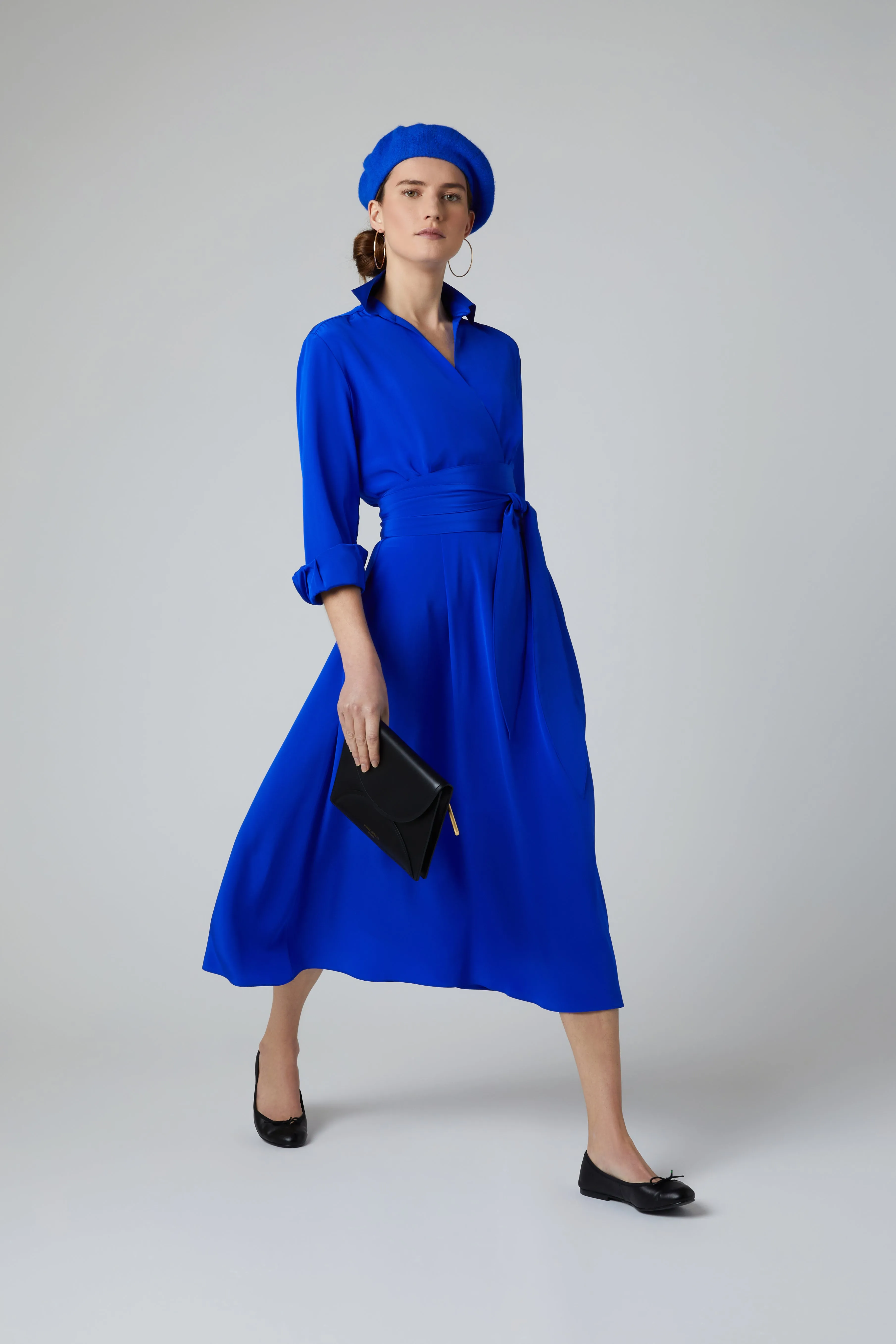 Celia Silk Full Skirt Wrap Dress