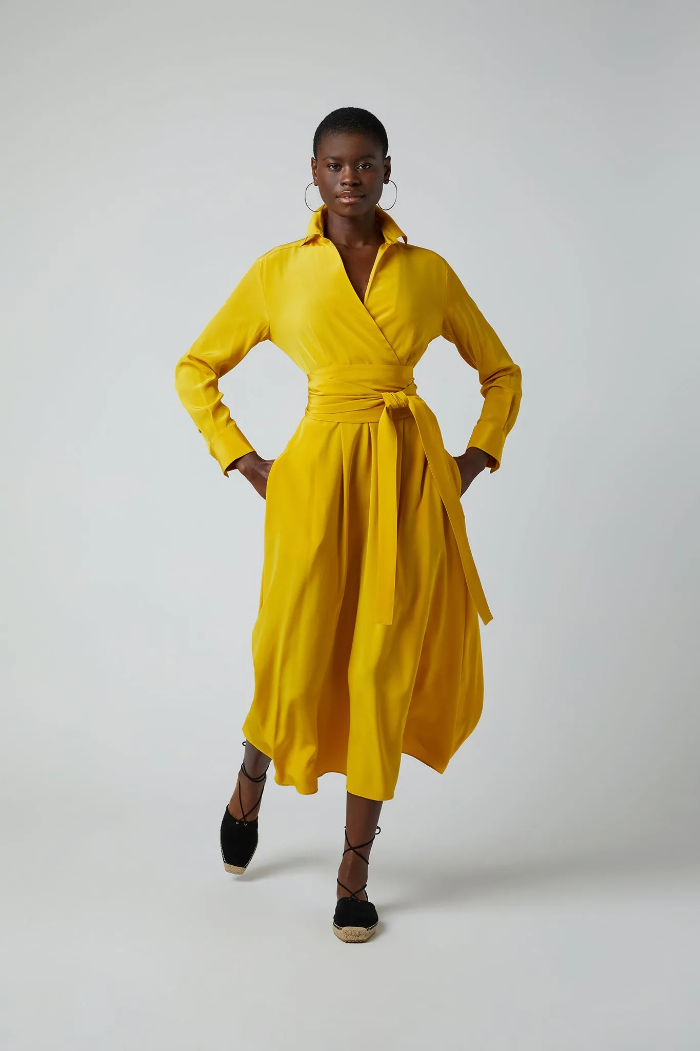 Celia Silk Full Skirt Wrap Dress