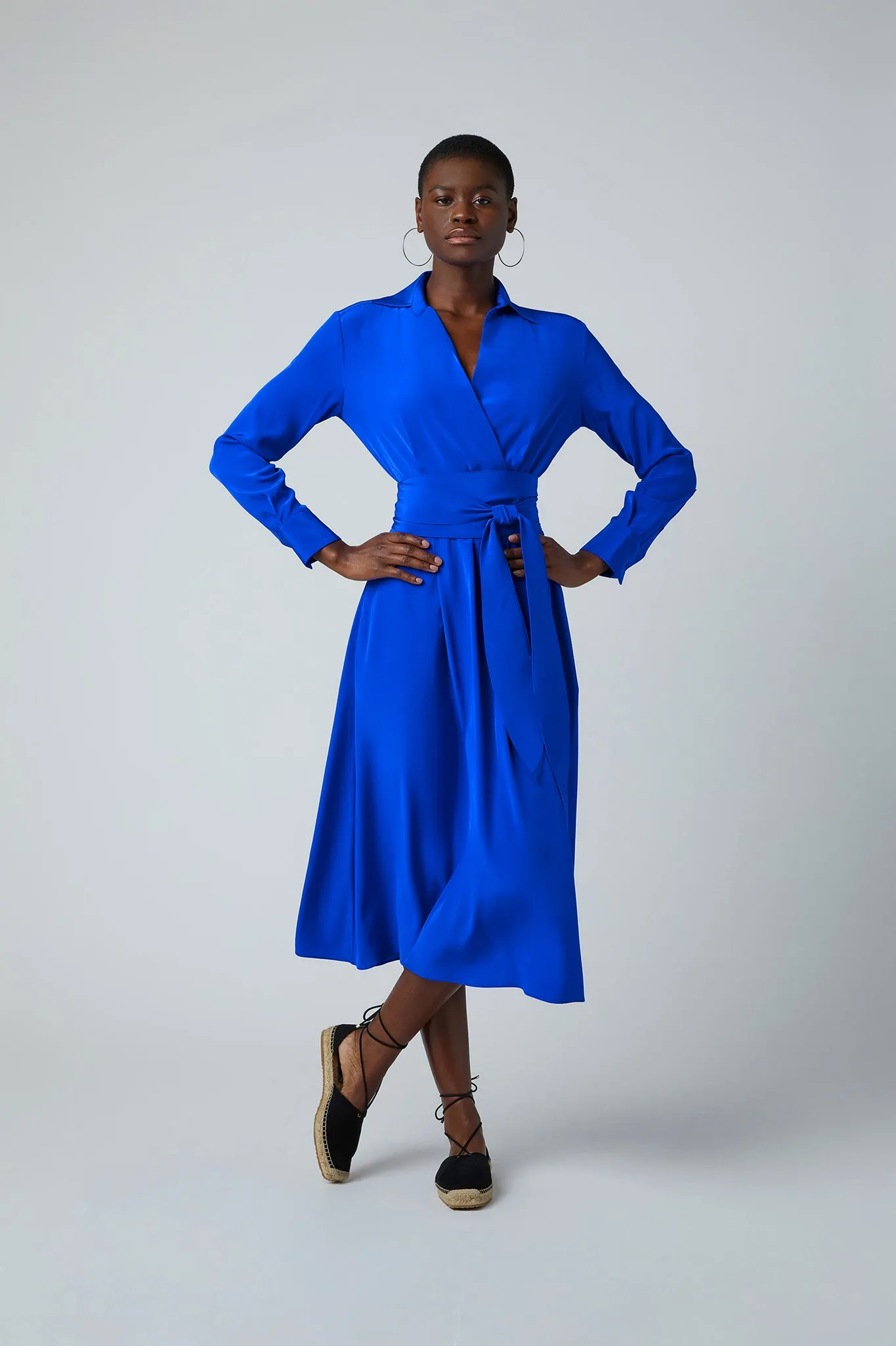 Celia Silk Full Skirt Wrap Dress