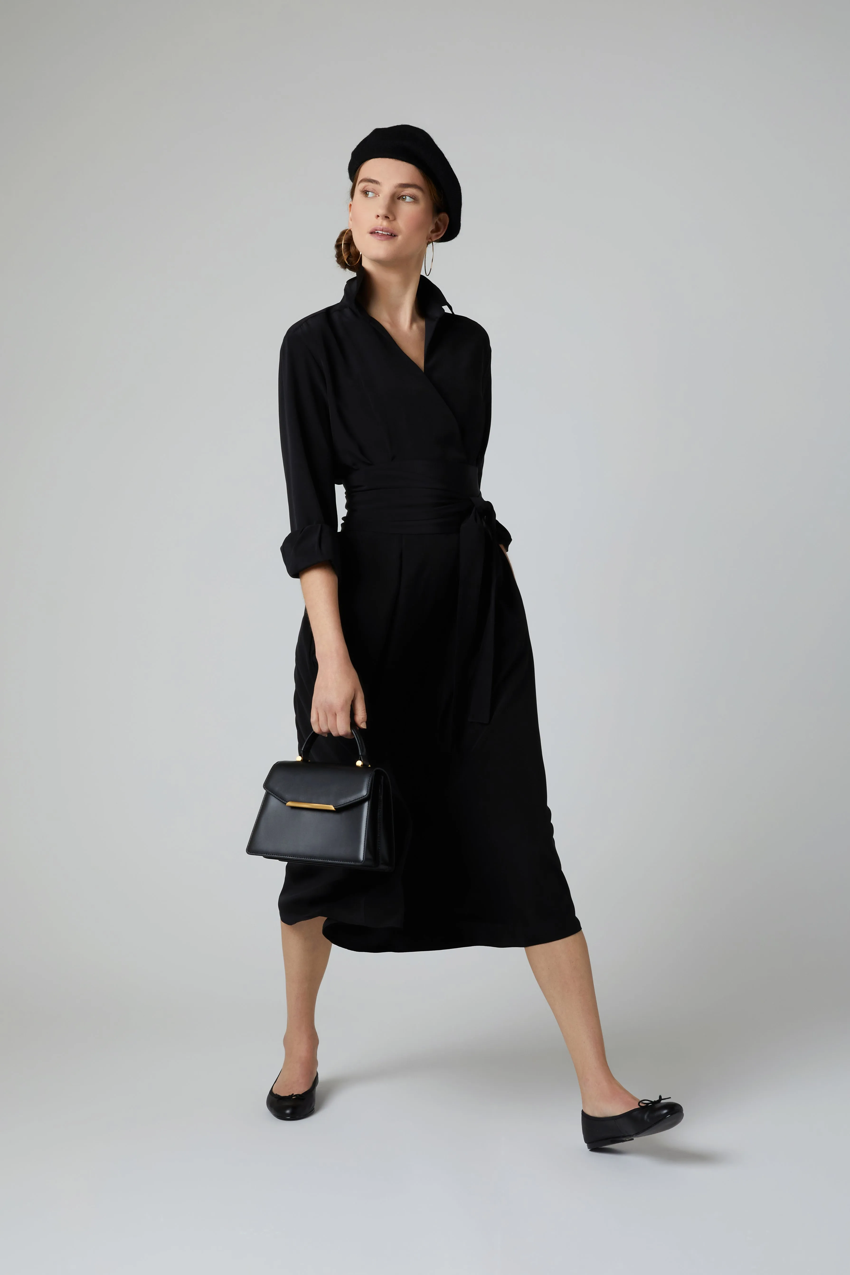 Celia Silk Full Skirt Wrap Dress