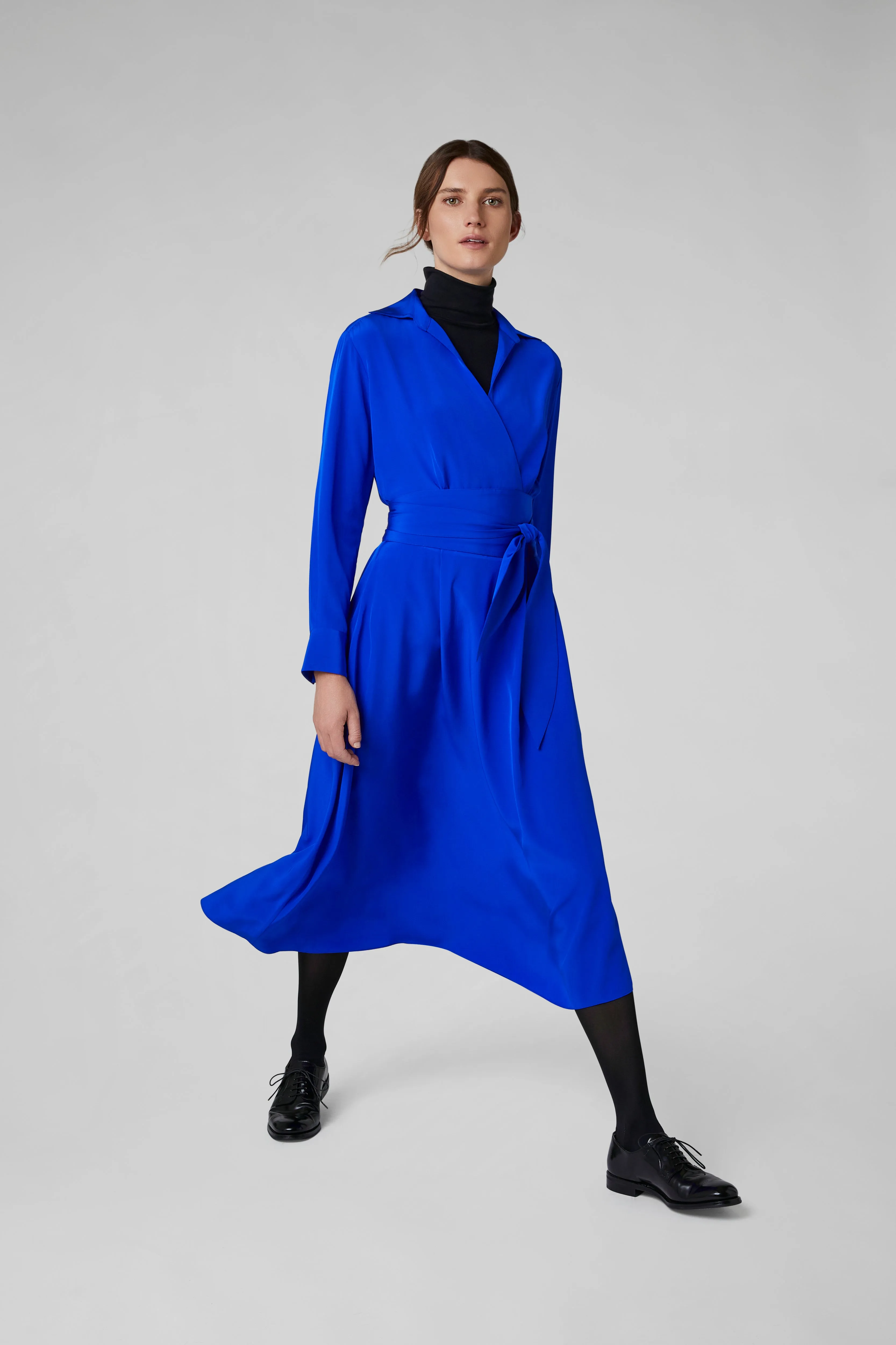 Celia Silk Full Skirt Wrap Dress
