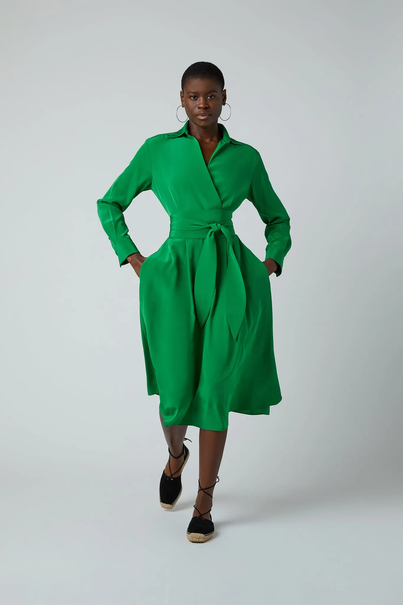 Celia Silk Full Skirt Wrap Dress
