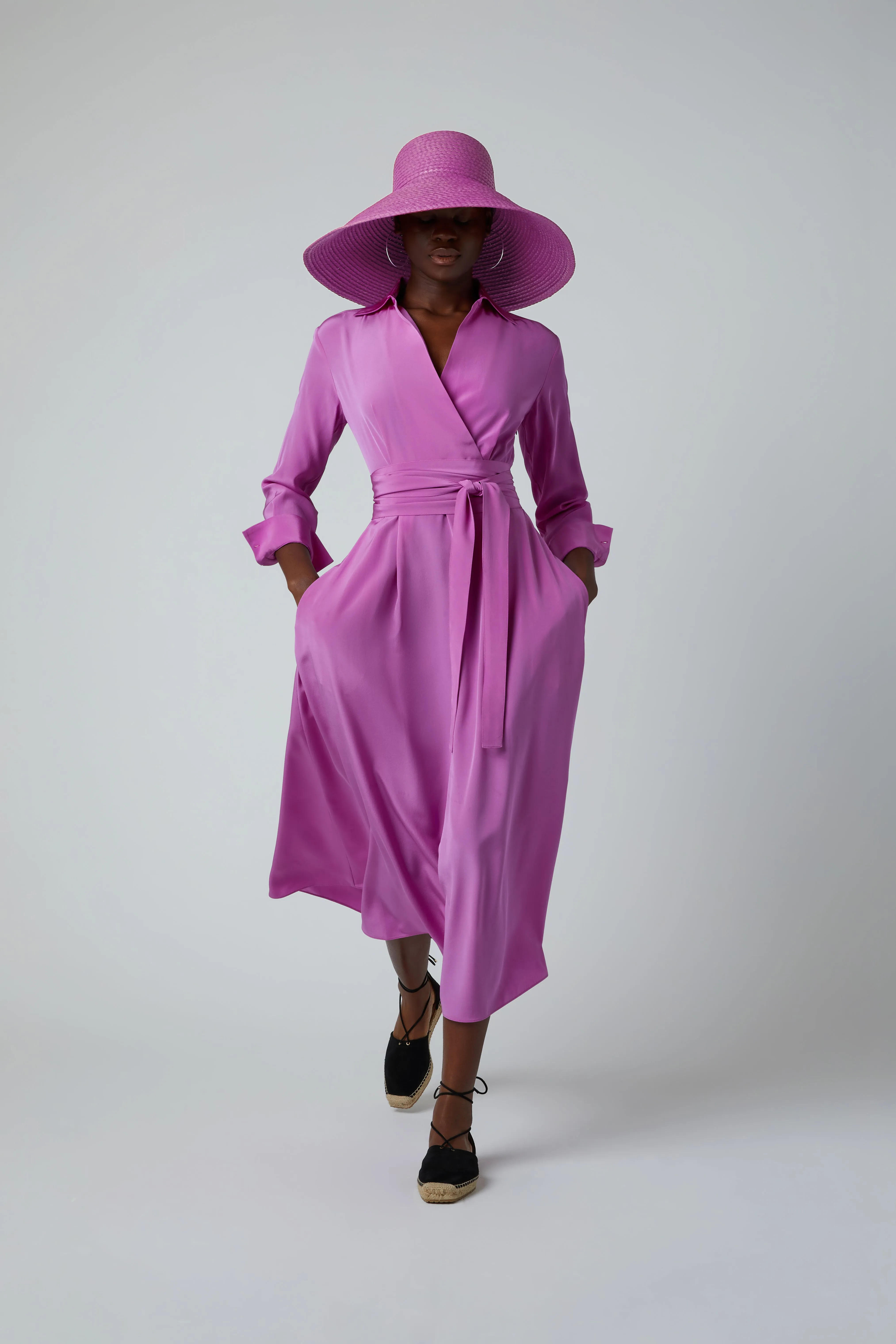 Celia Silk Full Skirt Wrap Dress