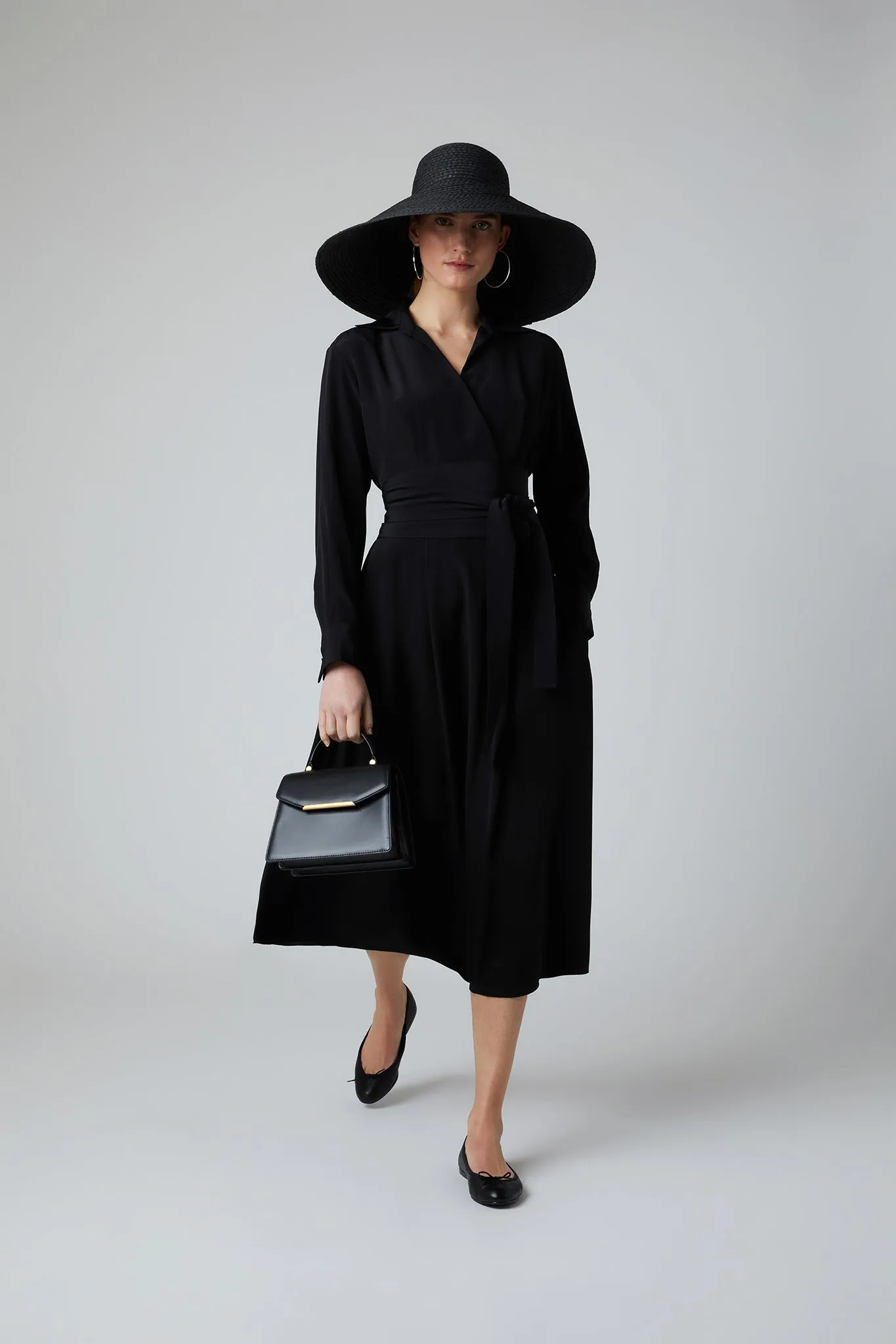 Celia Silk Full Skirt Wrap Dress