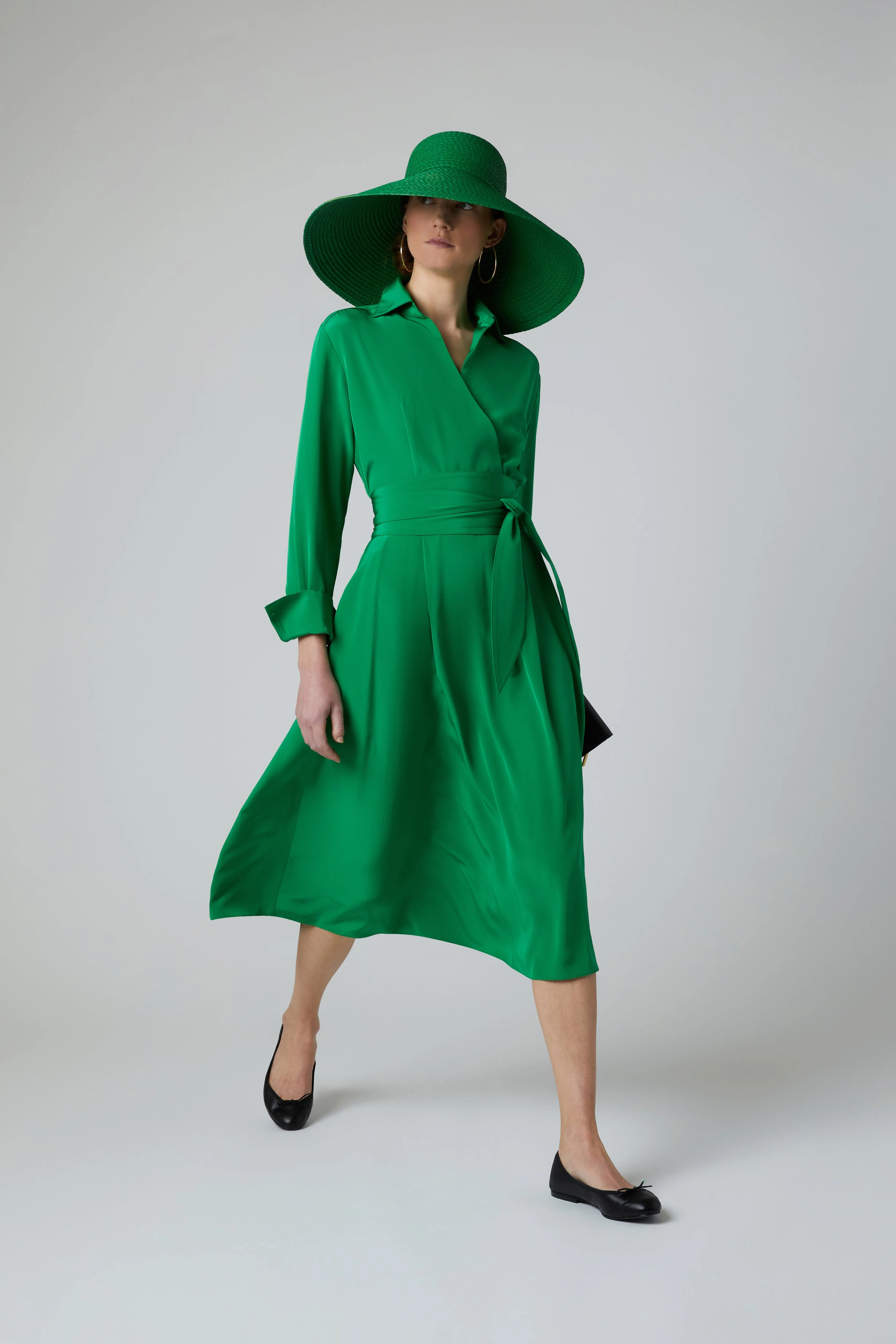 Celia Silk Full Skirt Wrap Dress
