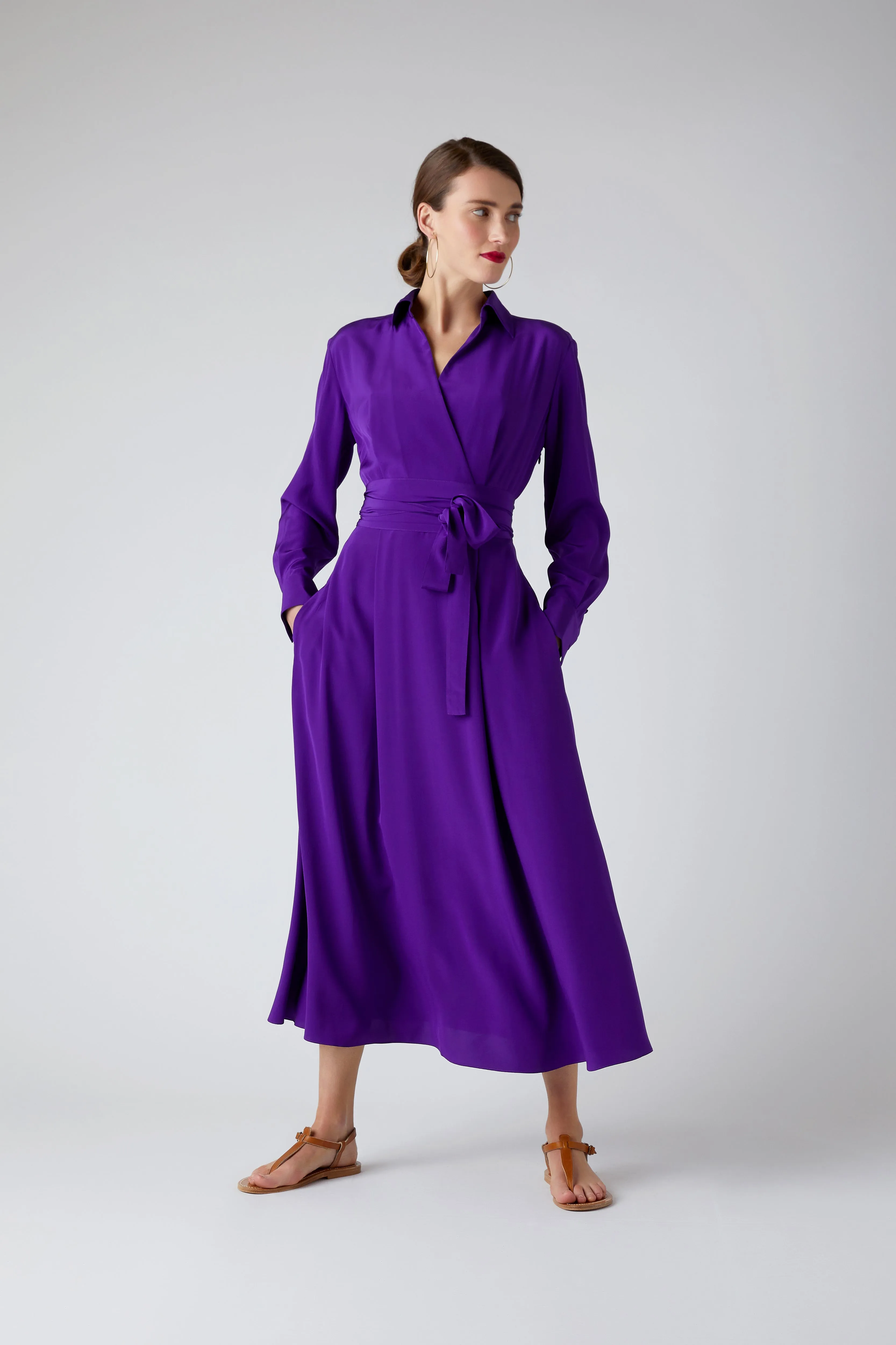Celia Silk Full Skirt Wrap Dress