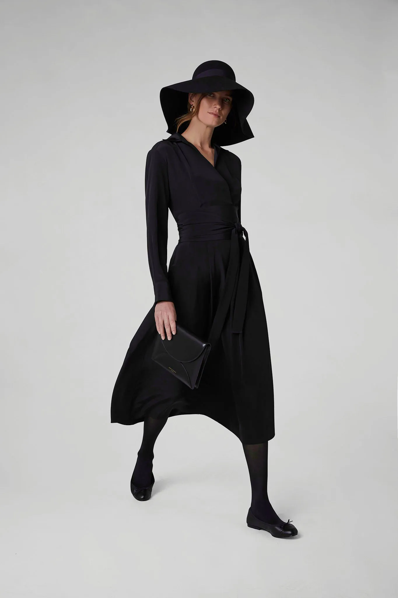 Celia Silk Full Skirt Wrap Dress