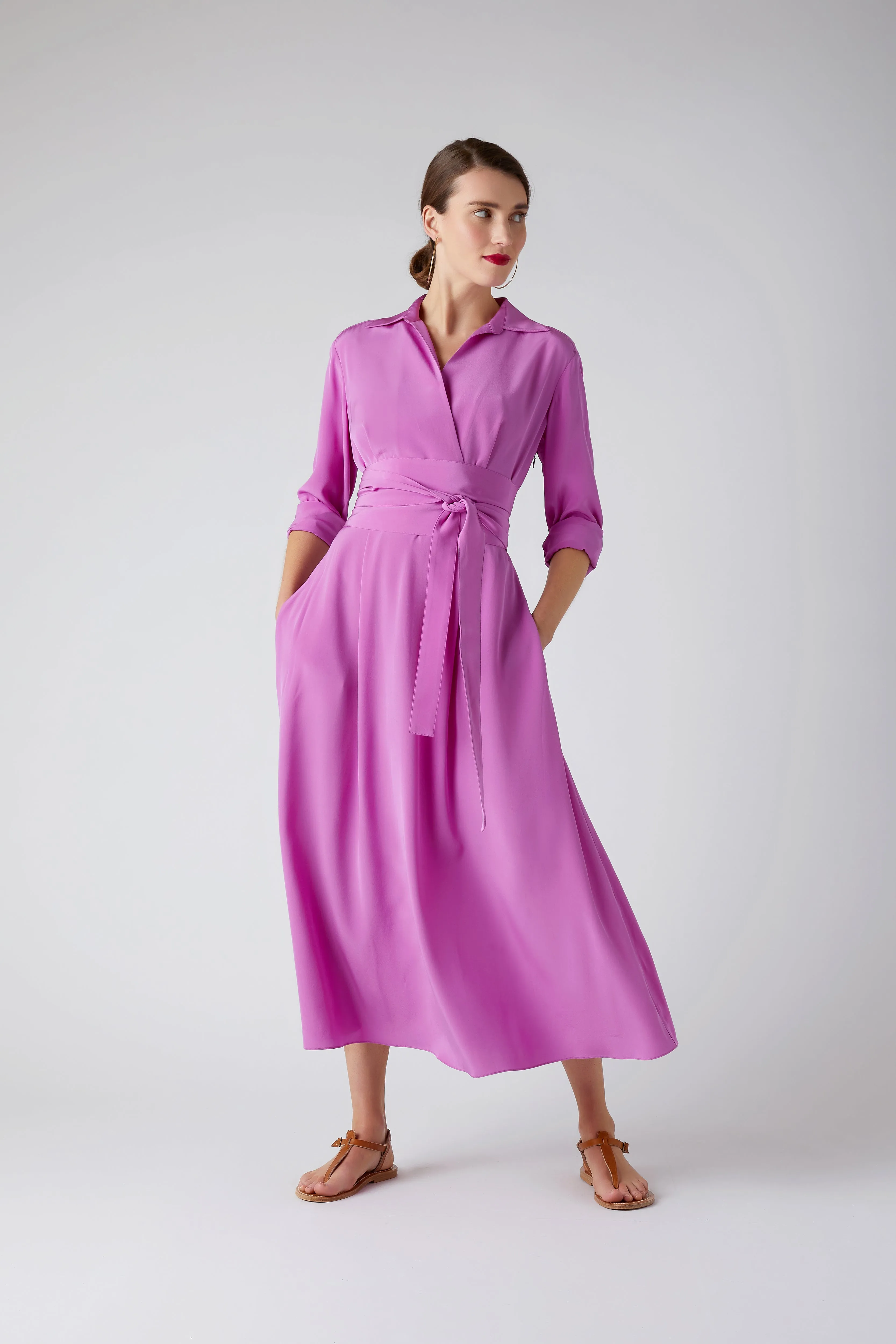Celia Silk Full Skirt Wrap Dress