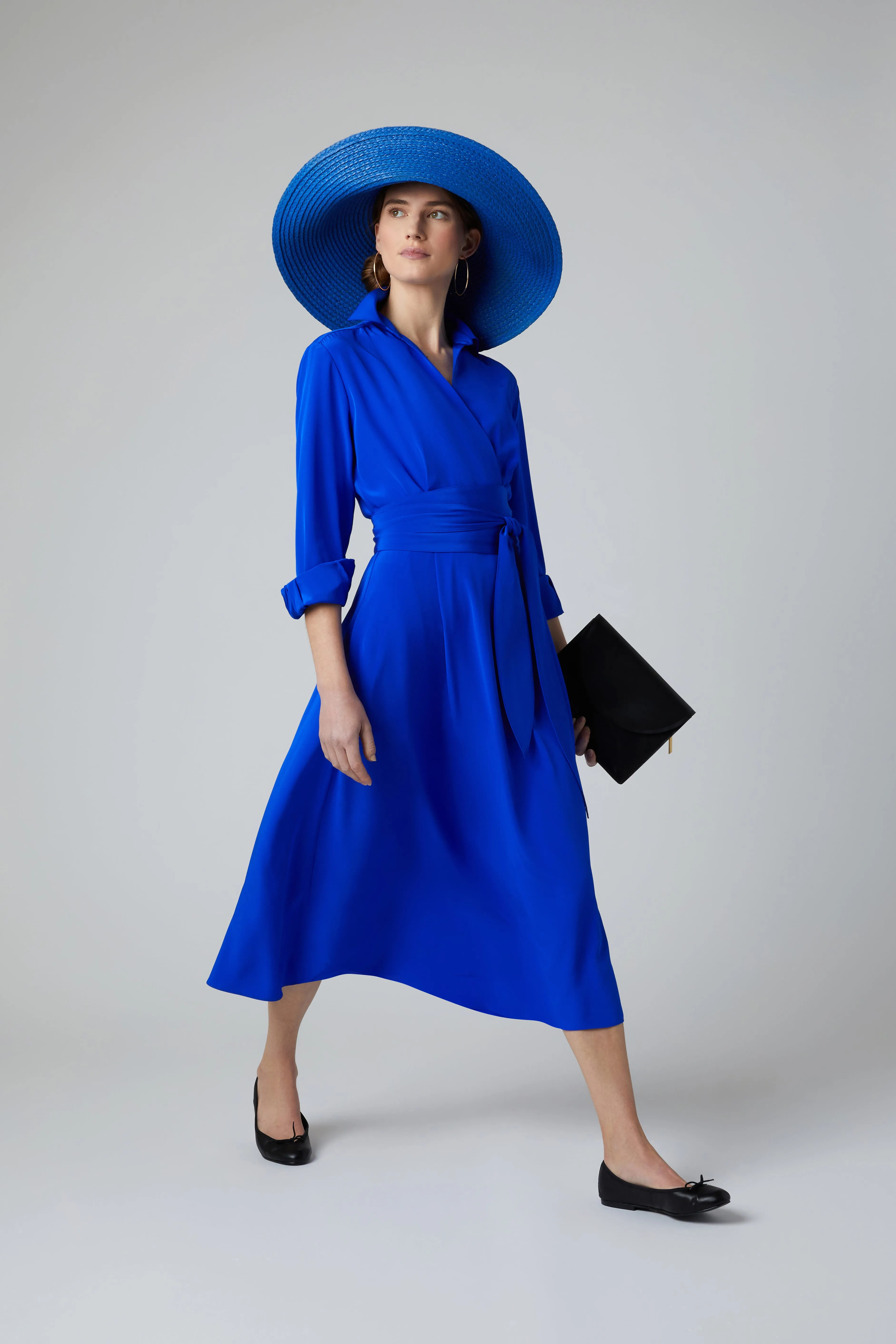 Celia Silk Full Skirt Wrap Dress