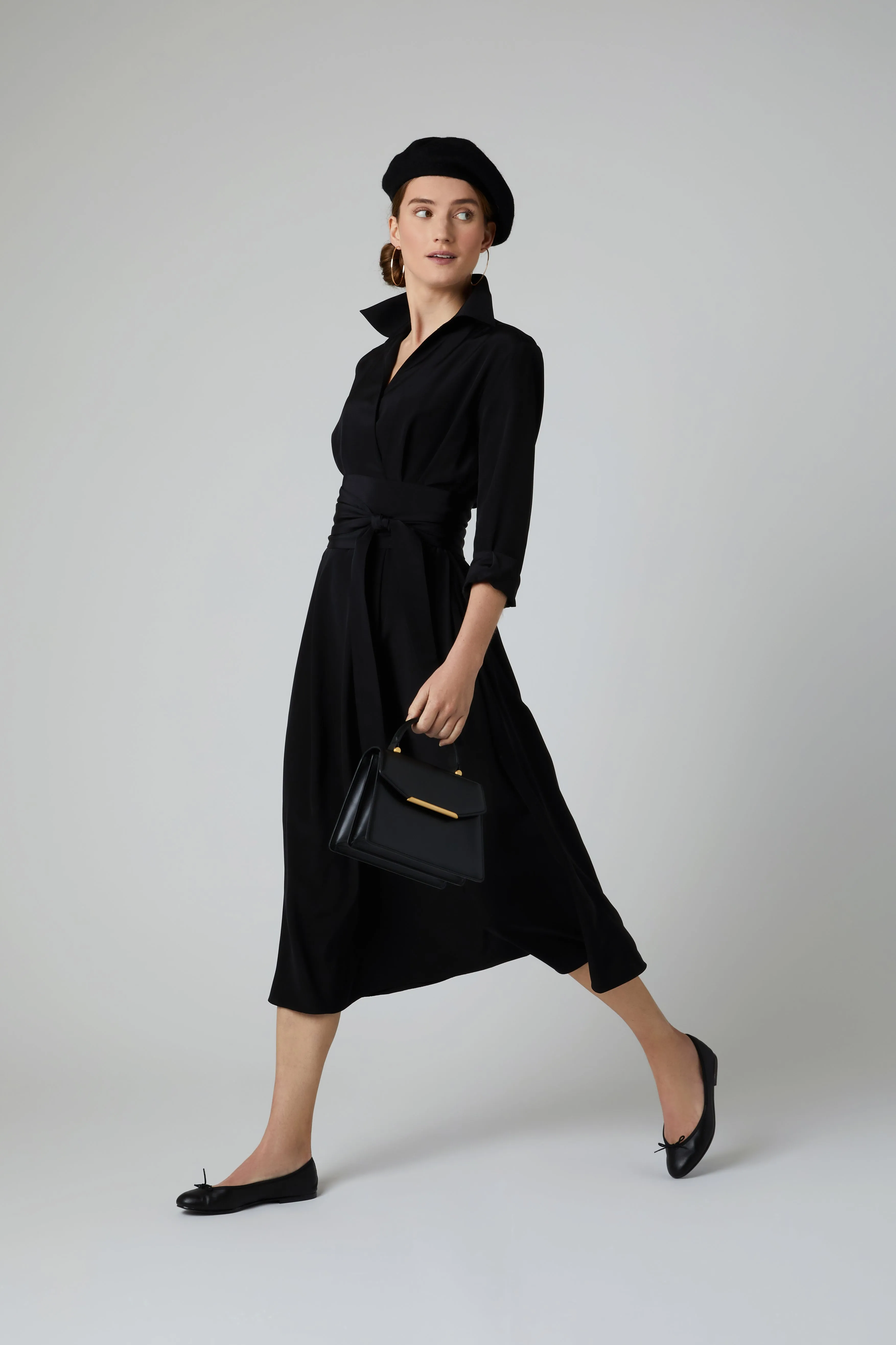Celia Silk Full Skirt Wrap Dress